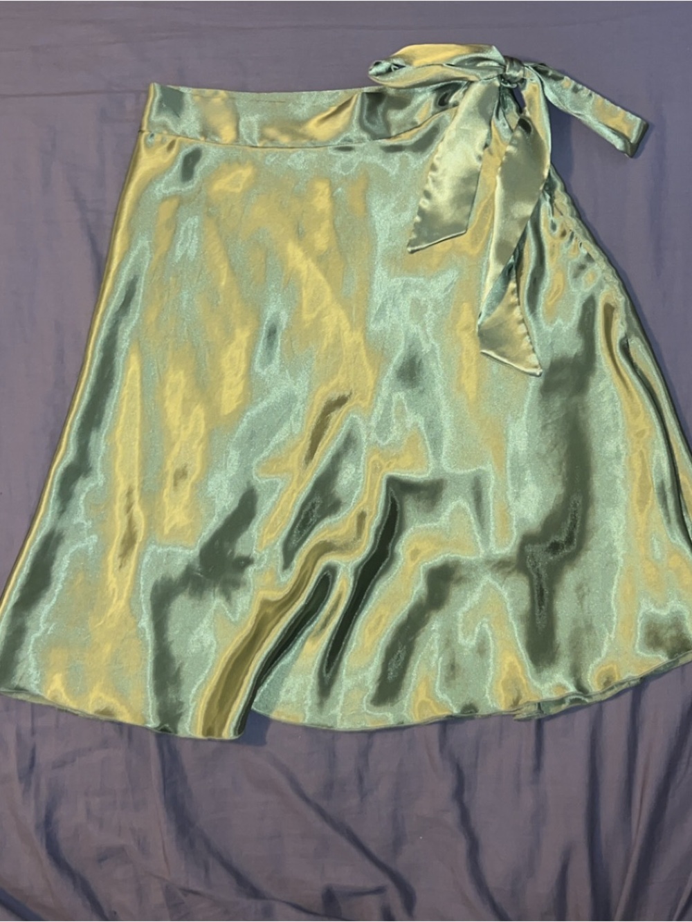 Forever 21 Satin Tie-Waist A-Line Skirt - Light Green